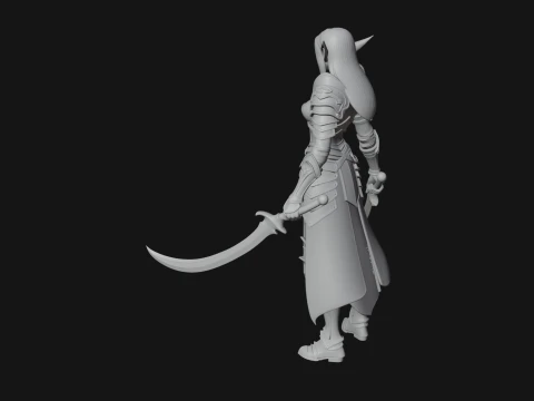 Dark Elf Warrior Woman Statue Design 5 - 3D Print Model 3D Print Model