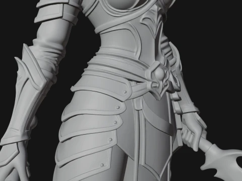 Dark Elf Warrior Woman Statue Design 5 - 3D Print Model 3D Print Model