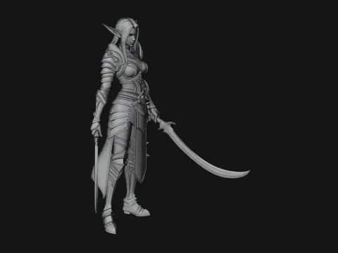 Dark Elf Warrior Woman Statue Design 5 - 3D Print Model 3D Print Model