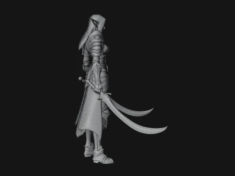 Dark Elf Warrior Woman Statue Design 5 - 3D Print Model 3D Print Model
