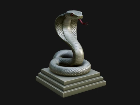 Cobra on Pedestal Statue Design 4 - 3D Print Model 3D Print Model