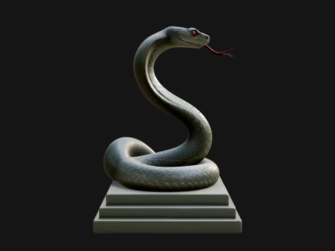 Cobra on Pedestal Statue Design 4 - 3D Print Model 3D Print Model