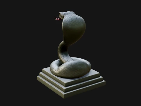 Cobra on Pedestal Statue Design 4 - 3D Print Model 3D Print Model