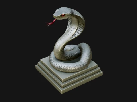 Cobra on Pedestal Statue Design 4 - 3D Print Model 3D Print Model