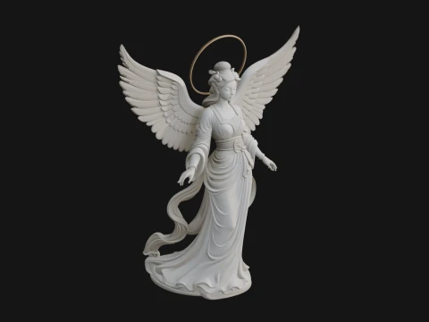 Winged Angel Woman Statue Design 5 - 3D Print Model Modelo de impresión 3D