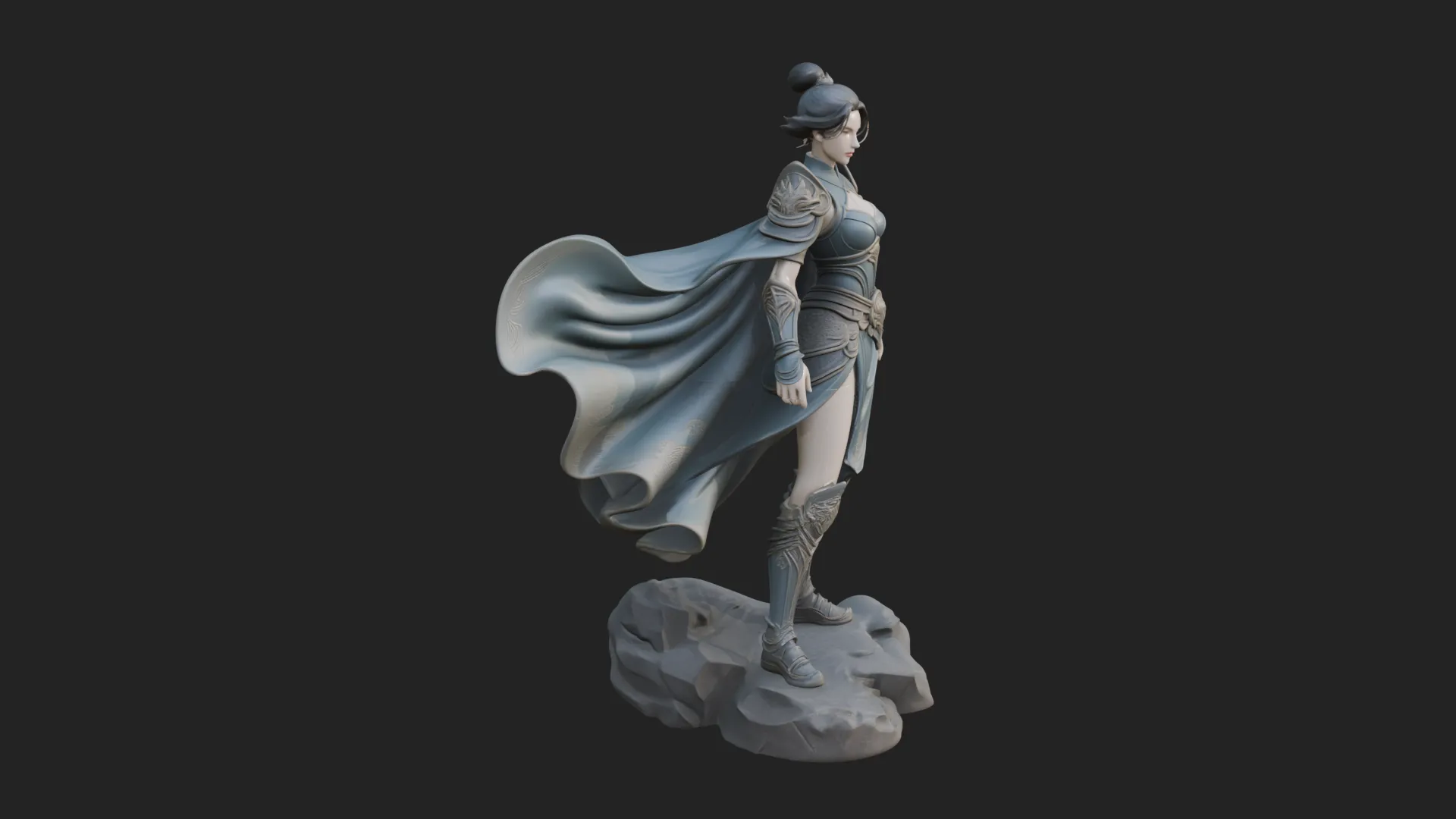 Caped Woman Warrior Statue Design 2 - 3D Print Model 3D Print Model .c4d .max .obj .3ds .fbx .stl .blend