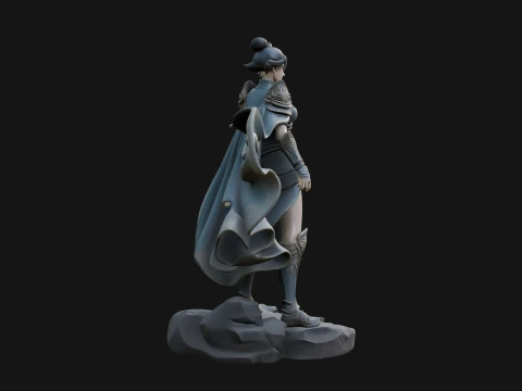 Caped Woman Warrior Statue Design 2 - 3D Print Model 3D Print Model