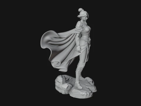 Caped Woman Warrior Statue Design 2 - 3D Print Model 3D Print Model