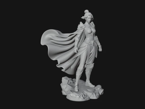 Caped Woman Warrior Statue Design 2 - 3D Print Model 3D Print Model