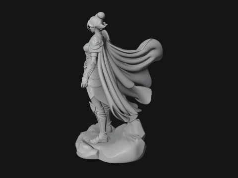 Caped Woman Warrior Statue Design 2 - 3D Print Model 3D Print Model