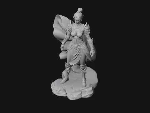 Caped Woman Warrior Statue Design 2 - 3D Print Model 3D Print Model