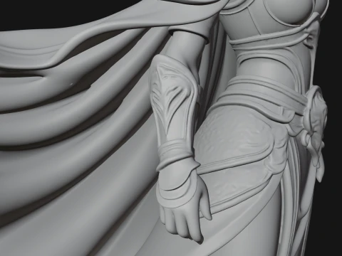 Caped Woman Warrior Statue Design 2 - 3D Print Model 3D Print Model