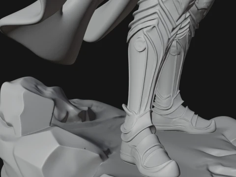Caped Woman Warrior Statue Design 2 - 3D Print Model 3D Print Model