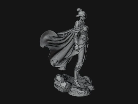 Caped Woman Warrior Statue Design 2 - 3D Print Model 3D Print Model