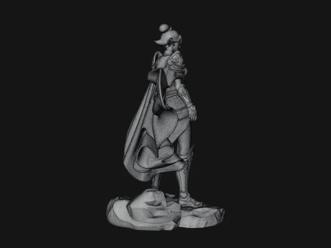 Caped Woman Warrior Statue Design 2 - 3D Print Model 3D Print Model