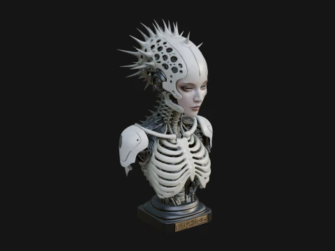 Medusa Cyborg Bust Statue Design 2 - 3D Print Model Modelo de impresión 3D