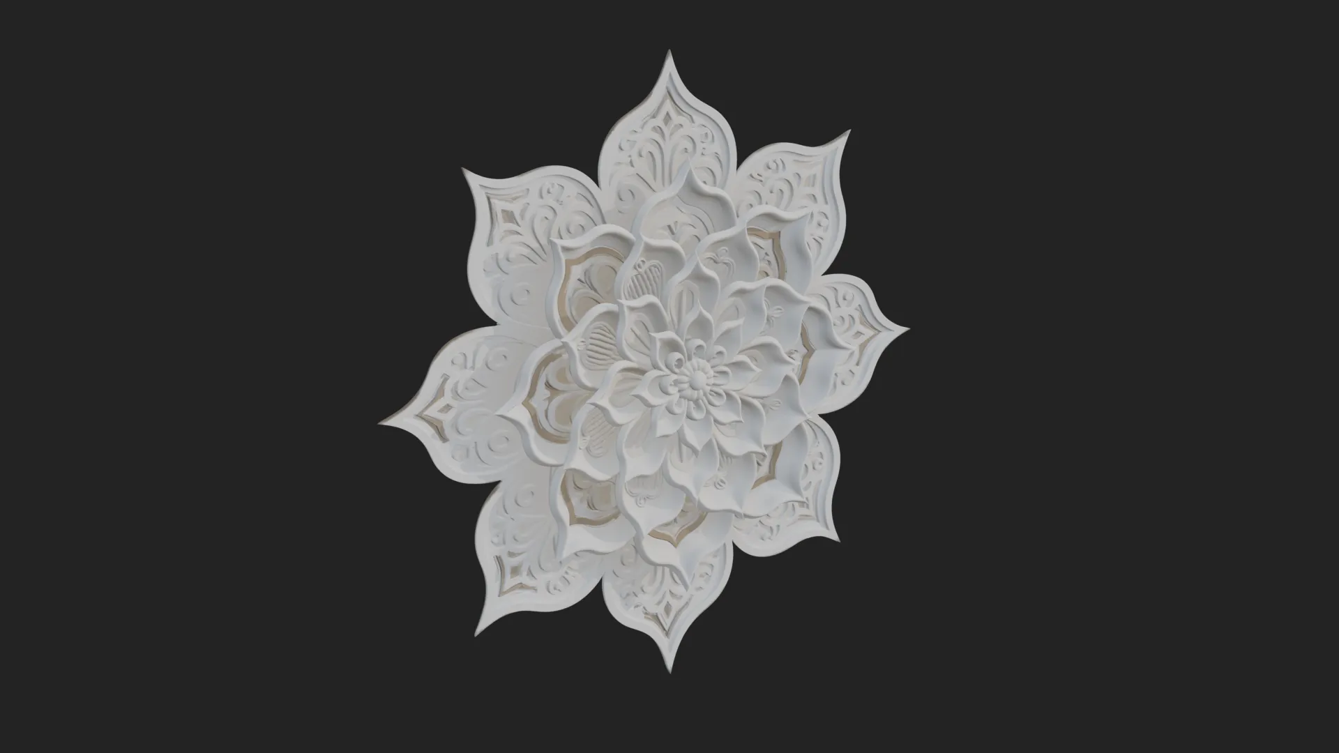 Lotus Mandala Wall Plaque Design 10 - 3D Print Model 3D Print Model .c4d .max .obj .3ds .fbx .stl .blend 