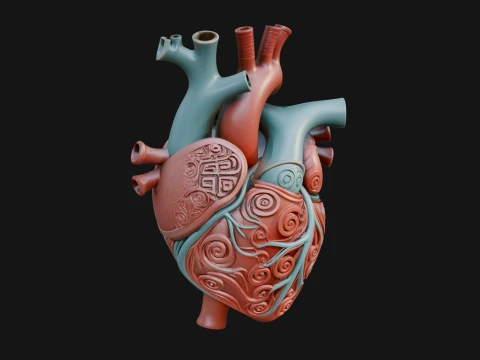 Ornate Anatomical Heart Statue Design 4 - 3D Print Model 3D 프린트 모델