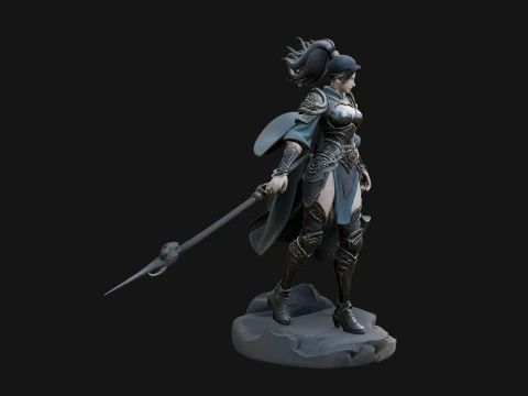 Caped Woman Warrior Statue Design 3 - 3D Print Model 3D Print Model