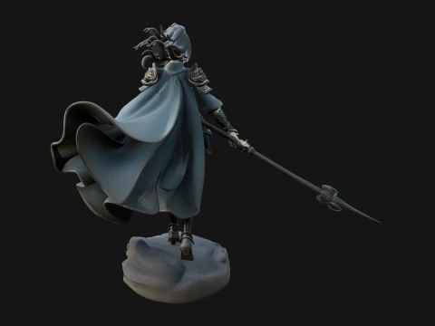 Caped Woman Warrior Statue Design 3 - 3D Print Model 3D Print Model