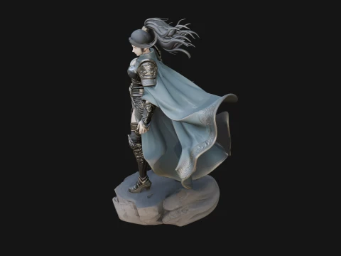 Caped Woman Warrior Statue Design 3 - 3D Print Model 3D Print Model