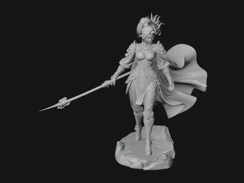 Caped Woman Warrior Statue Design 3 - 3D Print Model 3D Print Model