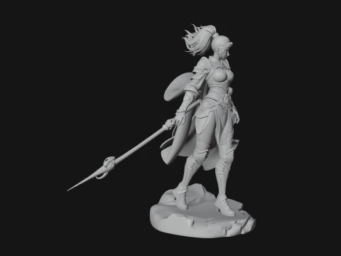 Caped Woman Warrior Statue Design 3 - 3D Print Model 3D Print Model