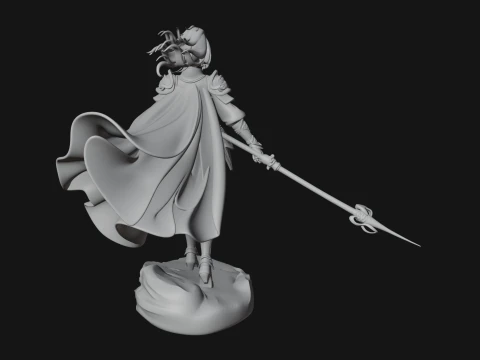 Caped Woman Warrior Statue Design 3 - 3D Print Model 3D Print Model