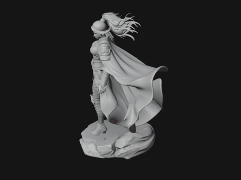 Caped Woman Warrior Statue Design 3 - 3D Print Model 3D Print Model