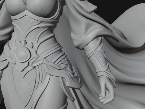 Caped Woman Warrior Statue Design 3 - 3D Print Model 3D Print Model