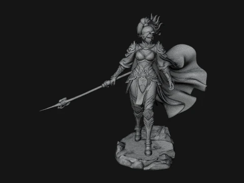 Caped Woman Warrior Statue Design 3 - 3D Print Model 3D Print Model