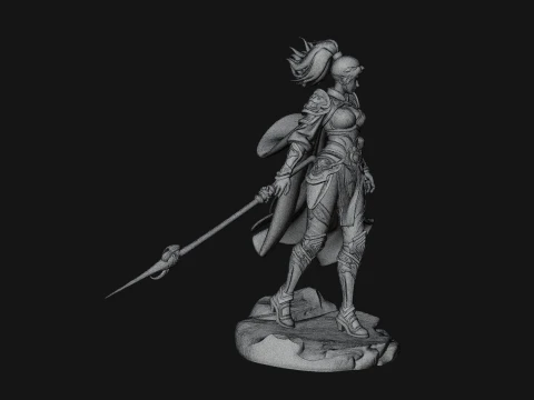 Caped Woman Warrior Statue Design 3 - 3D Print Model 3D Print Model