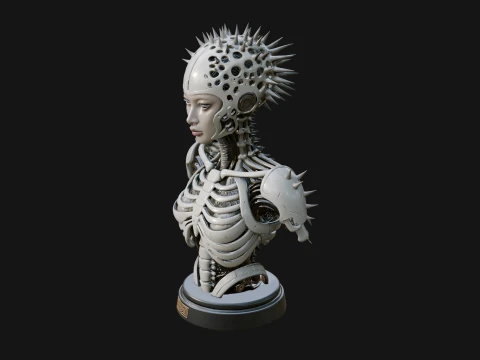 Medusa Cyborg Bust Statue Design 3 - 3D Print Model 3D Принт Модель
