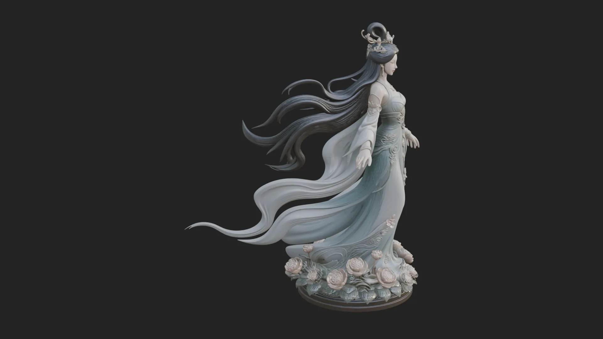 Flying Celestial Fairy Statue Design 3 - 3D Print Model 3D Print Model .c4d .max .obj .3ds .fbx .stl .blend 
