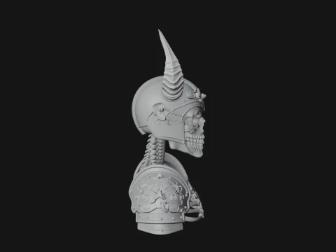 Horned Helm Skeleton Bust Statue Design 3 - 3D Print Model 3D Print Model