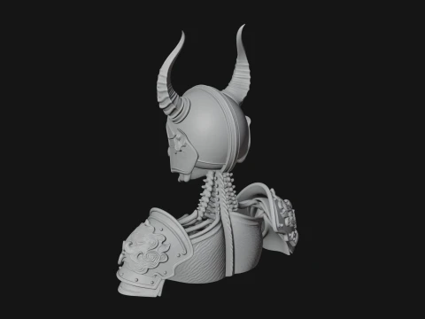 Horned Helm Skeleton Bust Statue Design 3 - 3D Print Model 3D Print Model