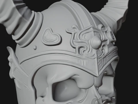 Horned Helm Skeleton Bust Statue Design 3 - 3D Print Model 3D Print Model