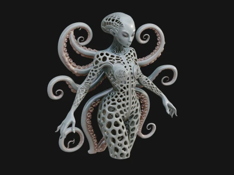 Tentacle Alien Statue Design 3 - 3D Print Model 3D Print Model