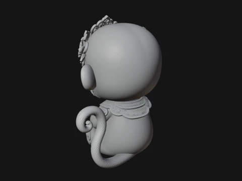 Floral Chibi Monkey Statue Design 4 - 3D Print Model 3D Print Model
