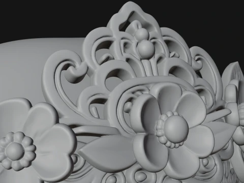Floral Chibi Monkey Statue Design 4 - 3D Print Model 3D Print Model