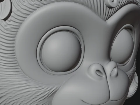 Floral Chibi Monkey Statue Design 4 - 3D Print Model 3D Print Model