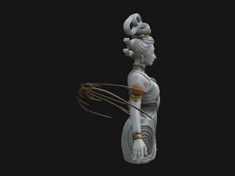 Cosmic Goddess with Rings Statue Design 3 - 3D Print Model 3D Print Model