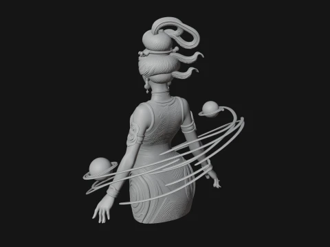 Cosmic Goddess with Rings Statue Design 3 - 3D Print Model 3D Print Model