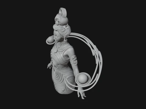 Cosmic Goddess with Rings Statue Design 3 - 3D Print Model 3D Print Model