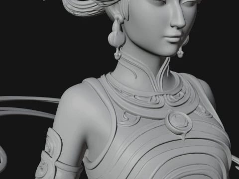 Cosmic Goddess with Rings Statue Design 3 - 3D Print Model 3D Print Model