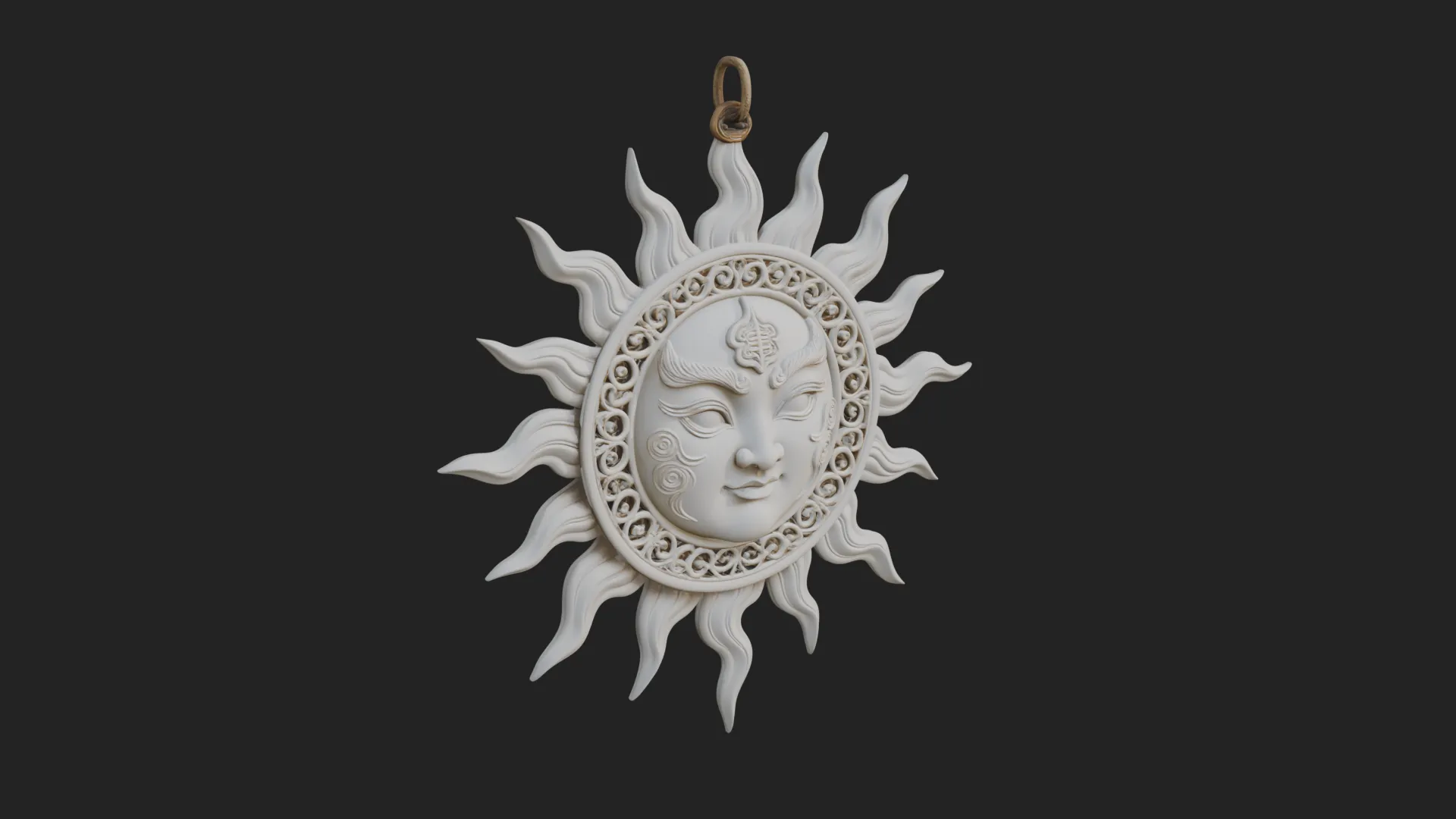 Sun Face Wall Plaque Design 3 - 3D Print Model 3D Print Model .c4d .max .obj .3ds .fbx .stl .blend 