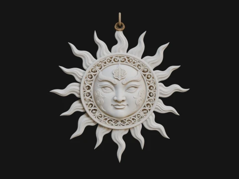 Sun Face Wall Plaque Design 3 - 3D Print Model 3D Print Model