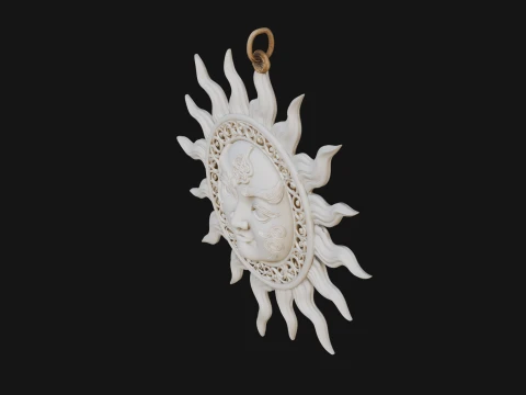 Sun Face Wall Plaque Design 3 - 3D Print Model 3D Print Model