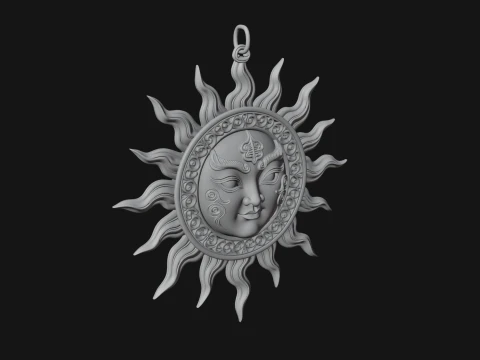 Sun Face Wall Plaque Design 3 - 3D Print Model 3D Print Model