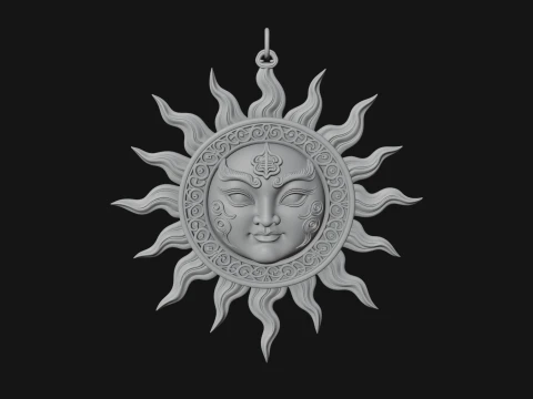 Sun Face Wall Plaque Design 3 - 3D Print Model 3D Print Model
